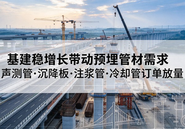 新北基建稳增长带动预埋监测管材需求，声测管、沉降板、注浆管订单持续放量